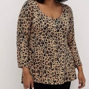 Torrid Animal Leopard Print Casual Button Up Blouse